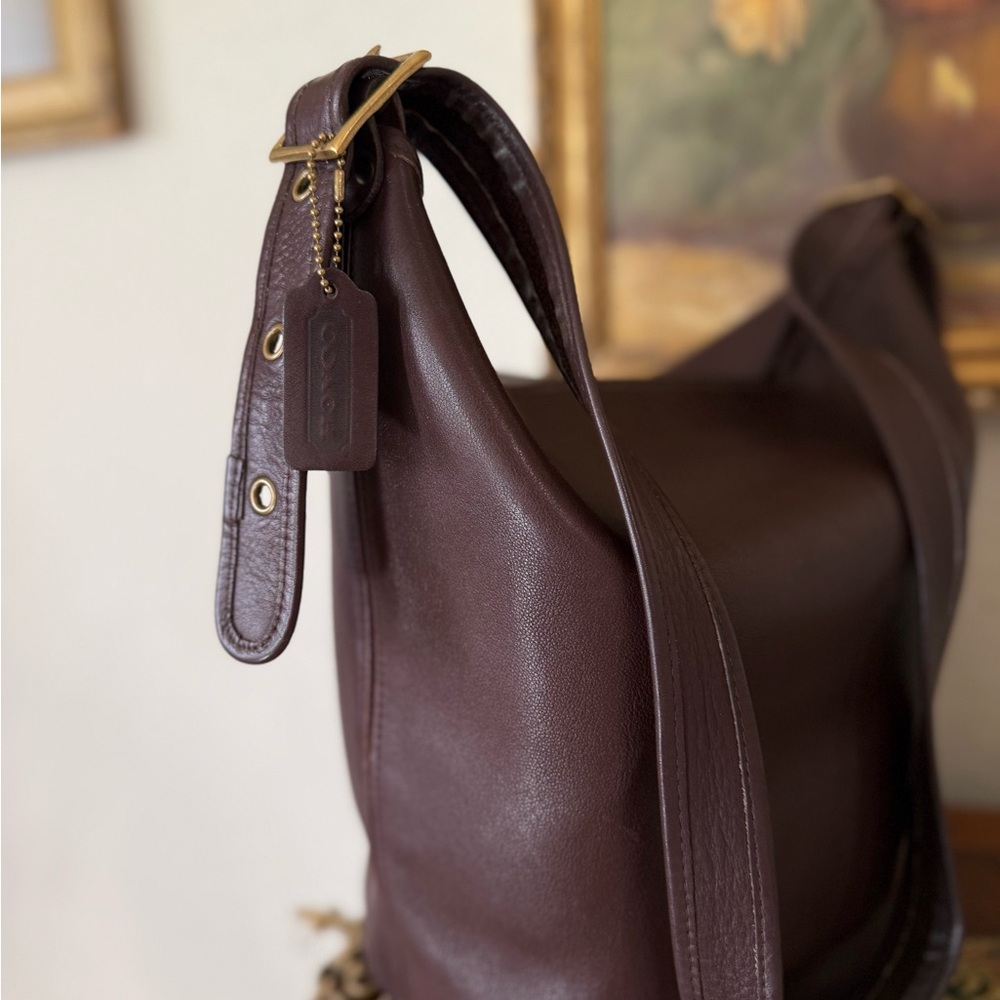 S O L D !!  Vintage Coach Dark Brown Leather Messenger Bag